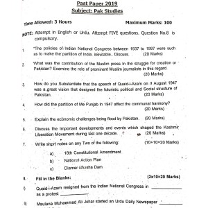 Pakistan Studies Notes by Hassan Askari